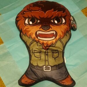 Wolfman Fierce Character Pillow in Brown and Black